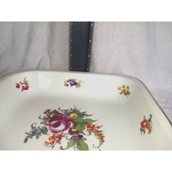 Antique Epiag Czech Serving Dish Gold Gilt Floral Flowers Square 8.5 inch - Picture 14 of 16